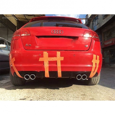 Audi A3 2009-2011 Uyumlu Yedek Parça Sağ Sol Çift Çıkış Difüzör Fiber
