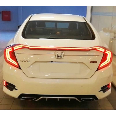Honda Civic Fc5 Uyumlu Yedek Parça 2016-2021 Hareketli Sinyalli Led Stop Ve Spoiler Takımı Kırmızı