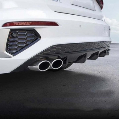 Audi A3 HB 2021+ Uyumlu Yedek Parça 4 Egzoz Difüzör Piano Black