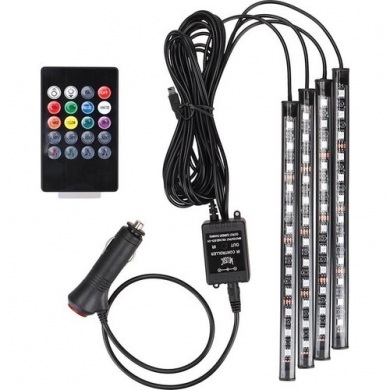 Ayak Altı Led Kumandalı Sese Duyarlı Araç İçi Aydınlatma 12 Ledli 22.cm