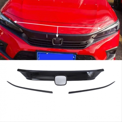 Honda Cıvıc FE1 2022 Için Uyumlu Panjur  Kaplama- Pıano Black 3 Parça