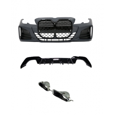 Bmw 3 Serisi G20 İçin G22 Uyumlu Yedek Parça Dönüşüm Body Kit (Piano Black Çerçeveli)