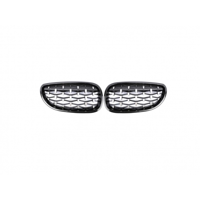 Bmw 5 Serisi E60 2004-2009 İçin Uyumlu Diamond Panjuur (Böbrek) Pıano Black Çerçeve