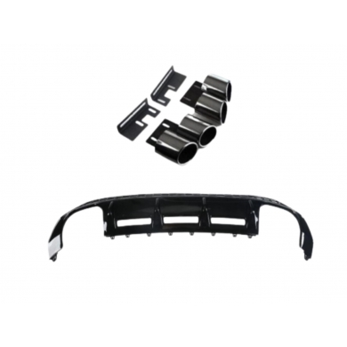 Audi A3 2021+ Hatchback İçin Uyumlu Yedek Parça S-Line 4 Egzoz Difüzör -Piano Black