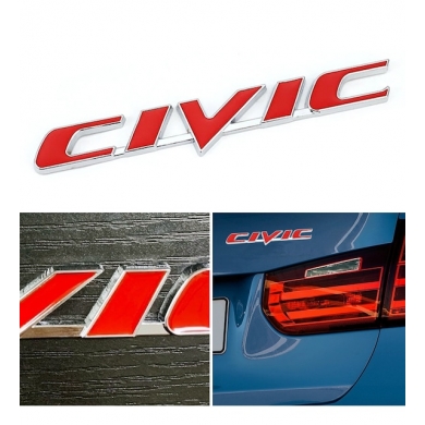 Honda Uyumlu Yedek Parça Civic Bagaj ve Çamurluk Logosu Kırmızı