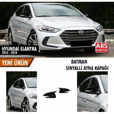 Hyundai Elantra 2016-2018 Batman Yarasa Ayna Kapağı Sinyalli Piano Black