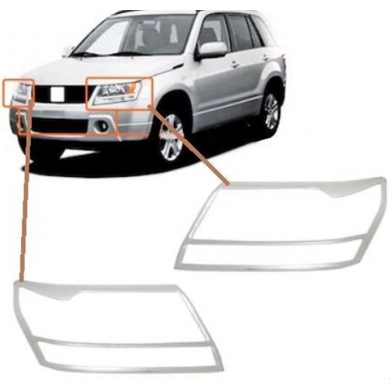 Suzuki Grand Vitara Uyumlu 2007-2012 Far Çerçevesi Abs Krom