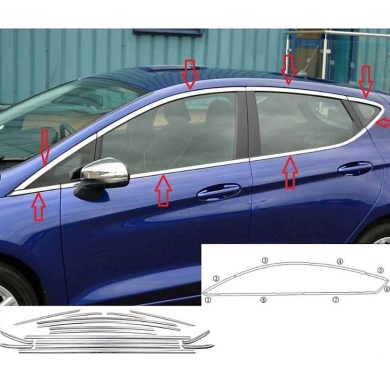 Ford Fiesta  Uyumlu Yedek Parça 2009-2017 Cam Çıtası Krom