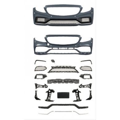 W205 C Serisi İçin C63 Görünüm Ön Tampon Panjur (Silver Trim) Gtr Panjur İle