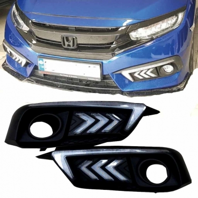Honda Civic FC5 Uyumlu Yedek Parça Ön Sis Gündüz Farı Ledli DRL Ok Dizayn Kayarlı