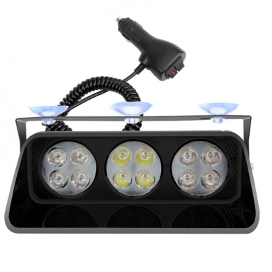 Cam İçi Çakar Lamba Kumandalı 12 Led 12W 12V Kırmızı Mavi